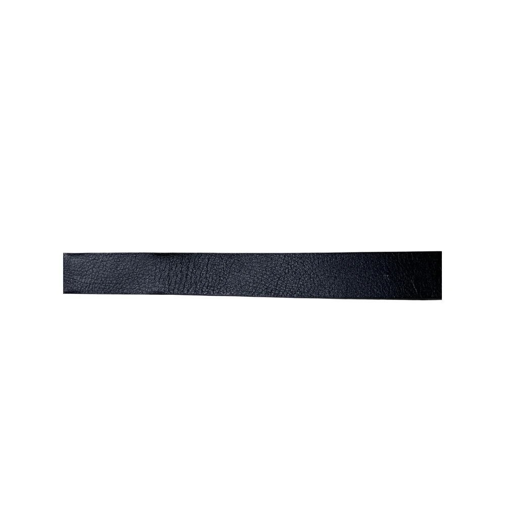 Chicos Black Genuine Leather Medallion Belt Silver Hammered Buckle AdjustableS/M